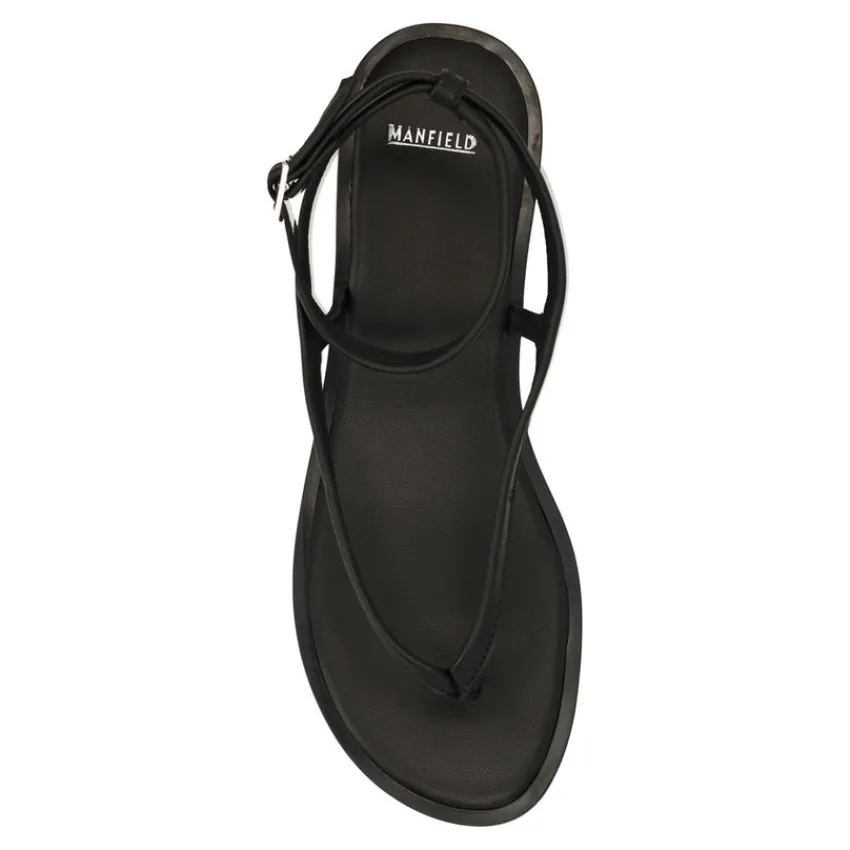 Manfield X Jolielot - Zwarte leren sandalen^DAMES Sandalen
