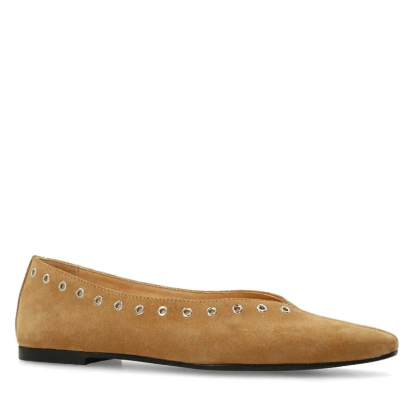 Manfield x Marlien - Cognac suède loafers^DAMES Loafers