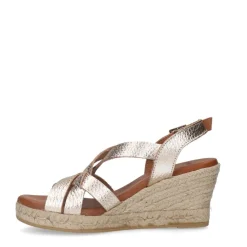 Manfield Metallic gouden leren sleehakken^DAMES Espadrilles|Sandalen