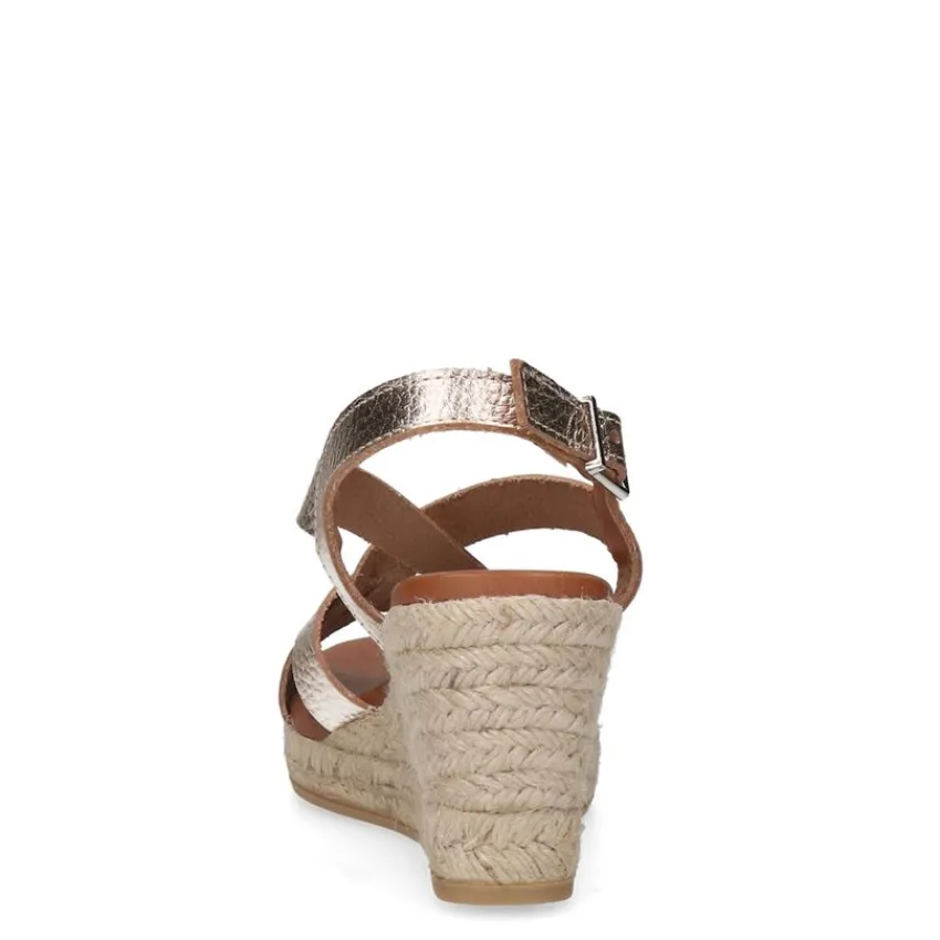 Manfield Metallic gouden leren sleehakken^DAMES Espadrilles|Sandalen