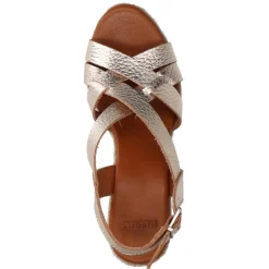 Manfield Metallic gouden leren sleehakken^DAMES Espadrilles|Sandalen