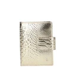 Manfield Metallic goudkleurige leren portemonnee met crocoprint^ Portemonnees
