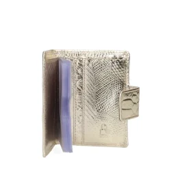 Manfield Metallic goudkleurige leren portemonnee met crocoprint^ Portemonnees