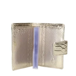 Manfield Metallic goudkleurige leren portemonnee met crocoprint^ Portemonnees