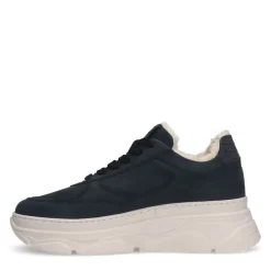 Manfield Navy blauwe nubuck sneakers^DAMES Sneakers