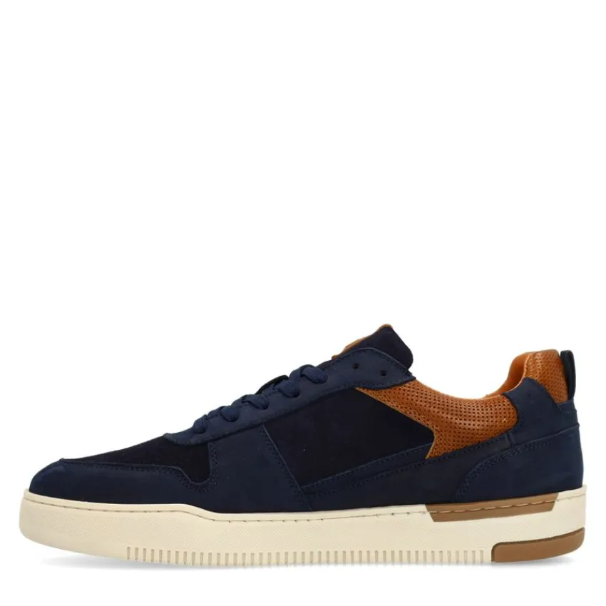 No Stress Navy blauwe nubuck sneakers^Heren Sneakers