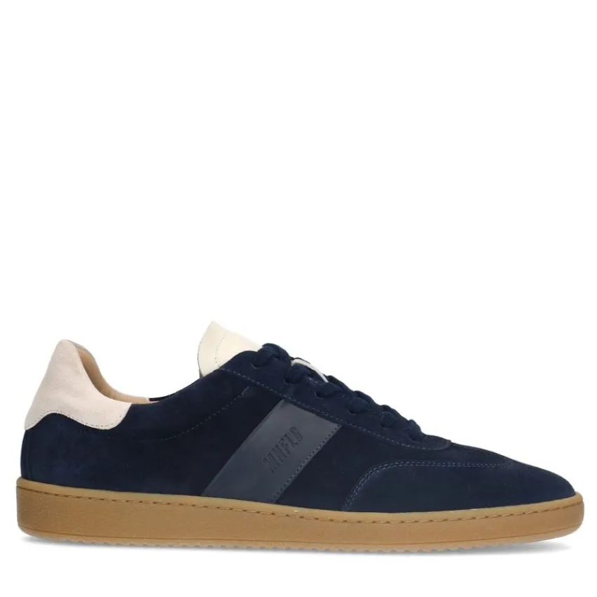 Manfield Navy blauwe suède sneakers^Heren Sneakers