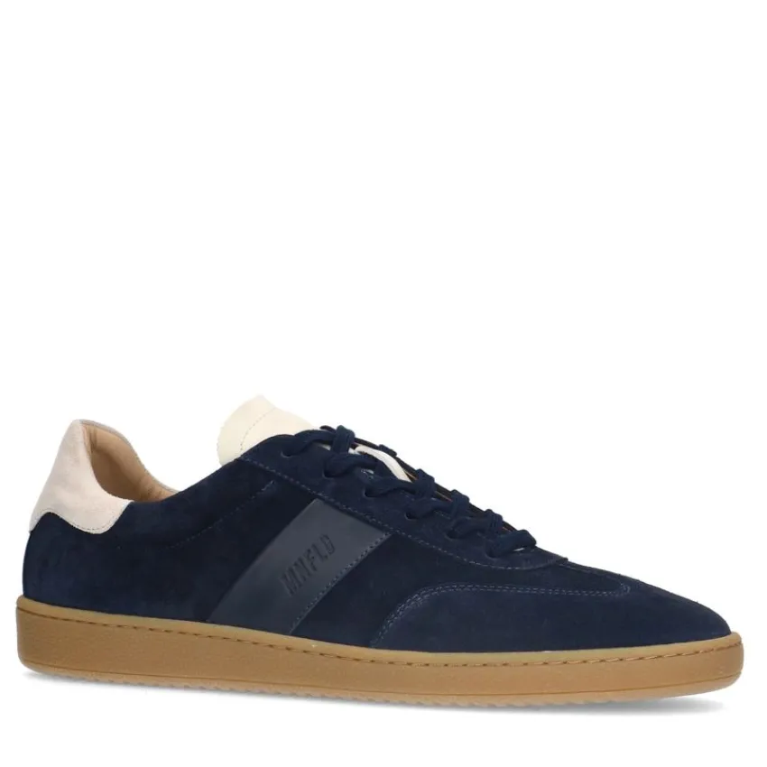 Manfield Navy blauwe suède sneakers^Heren Sneakers