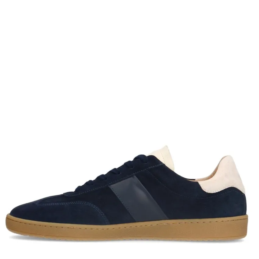 Manfield Navy blauwe suède sneakers^Heren Sneakers