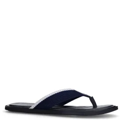 Manfield Navy canvas slippers^Heren Slippers & Sandalen