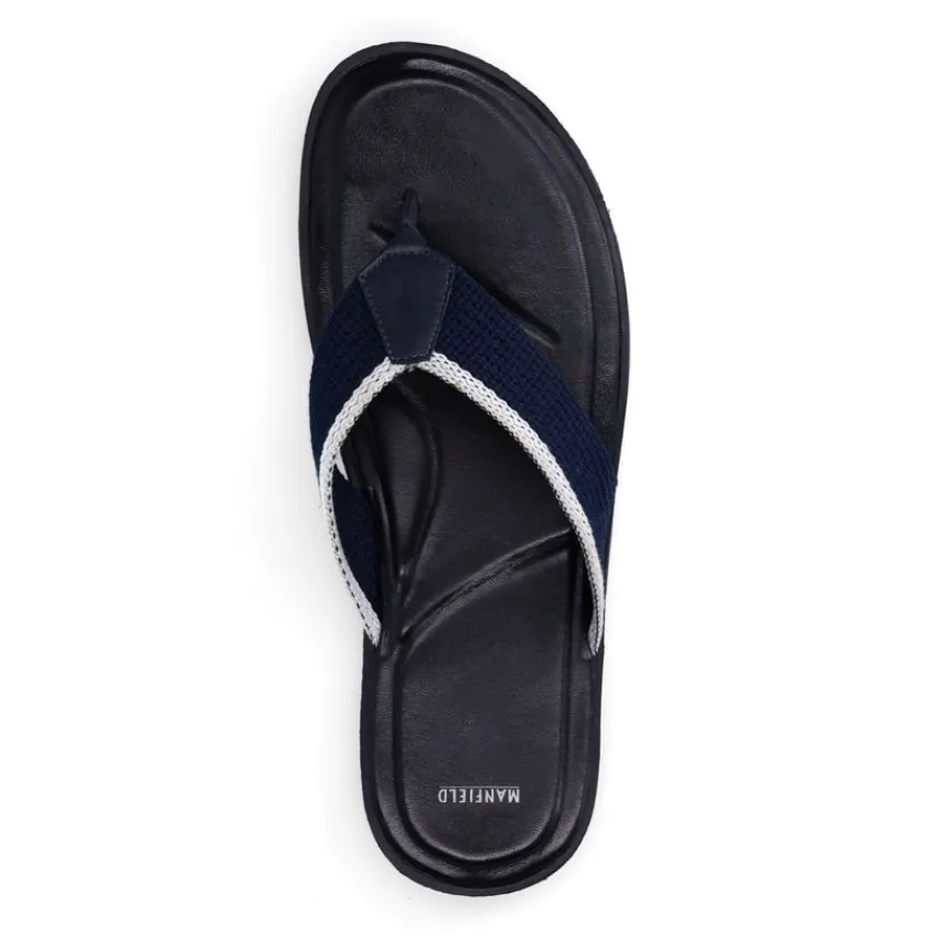 Manfield Navy canvas slippers^Heren Slippers & Sandalen