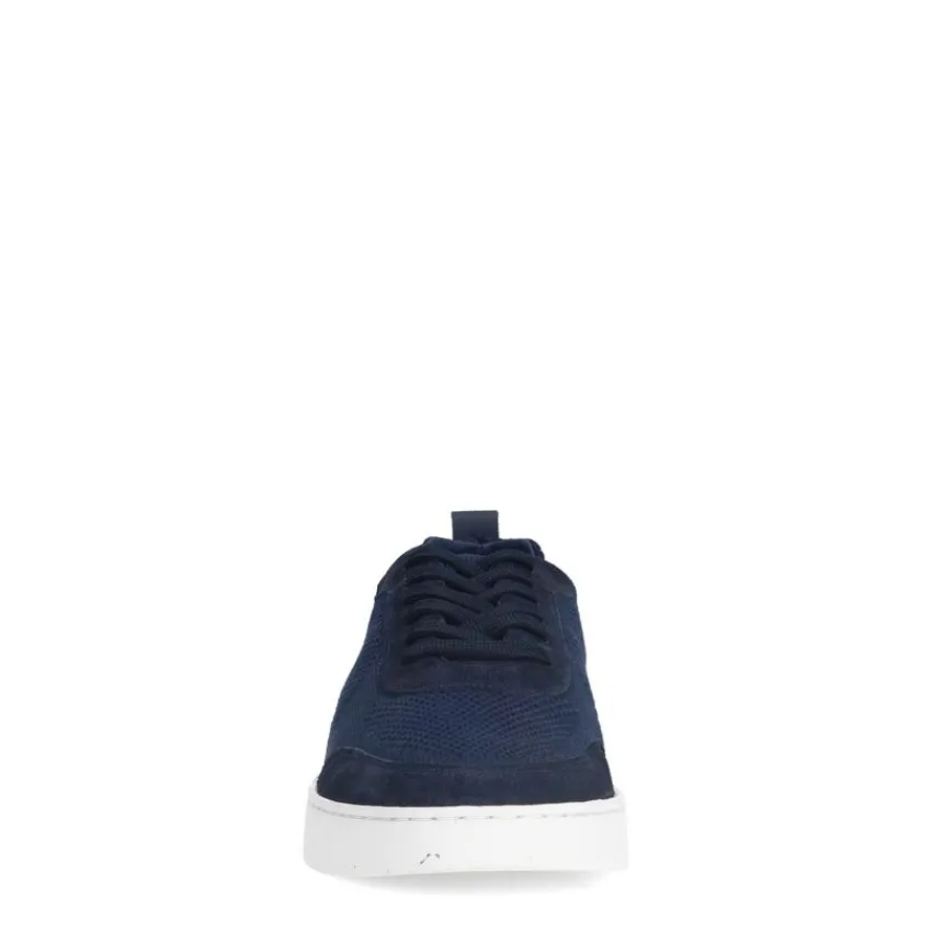 Manfield Navy knit fabric sneakers^Heren Sneakers