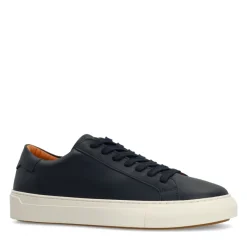 Manfield Navy leren sneakers^Heren Sneakers