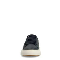 Manfield Navy leren sneakers^Heren Sneakers