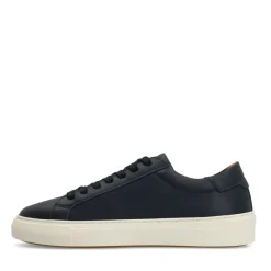 Manfield Navy leren sneakers^Heren Sneakers