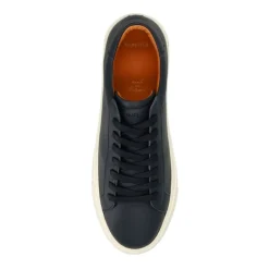 Manfield Navy leren sneakers^Heren Sneakers