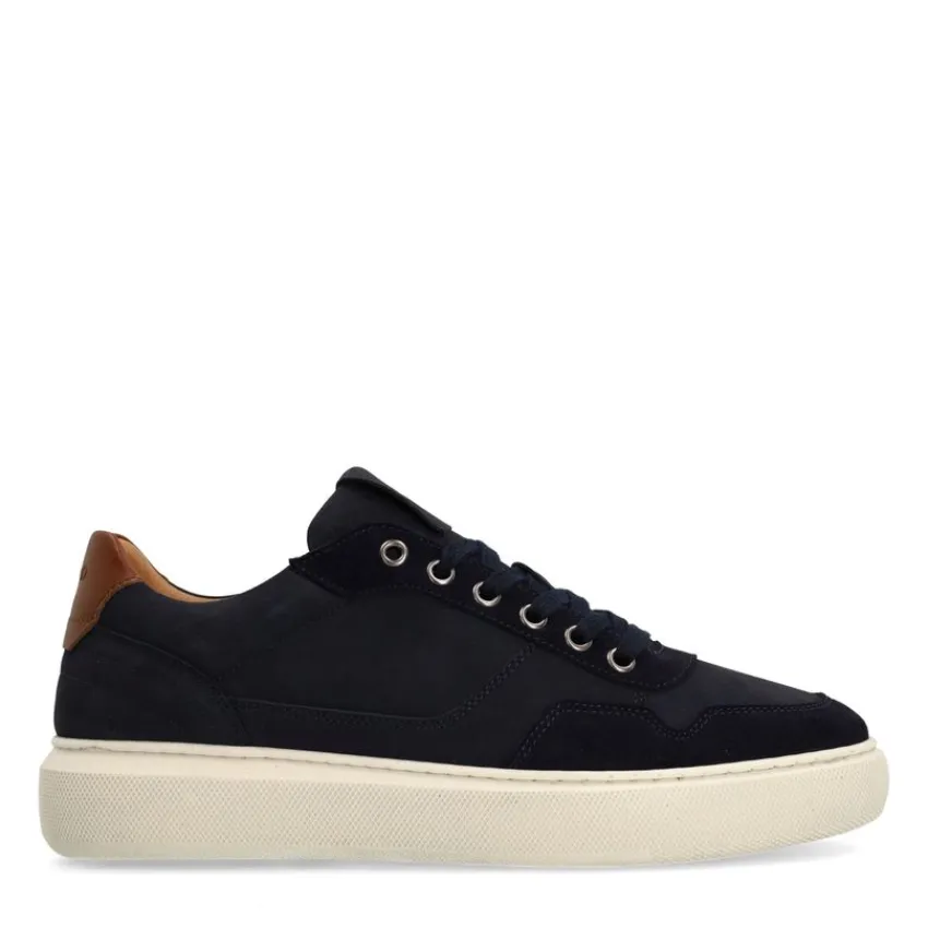 Manfield Navy nubuck sneakers^Heren Sneakers
