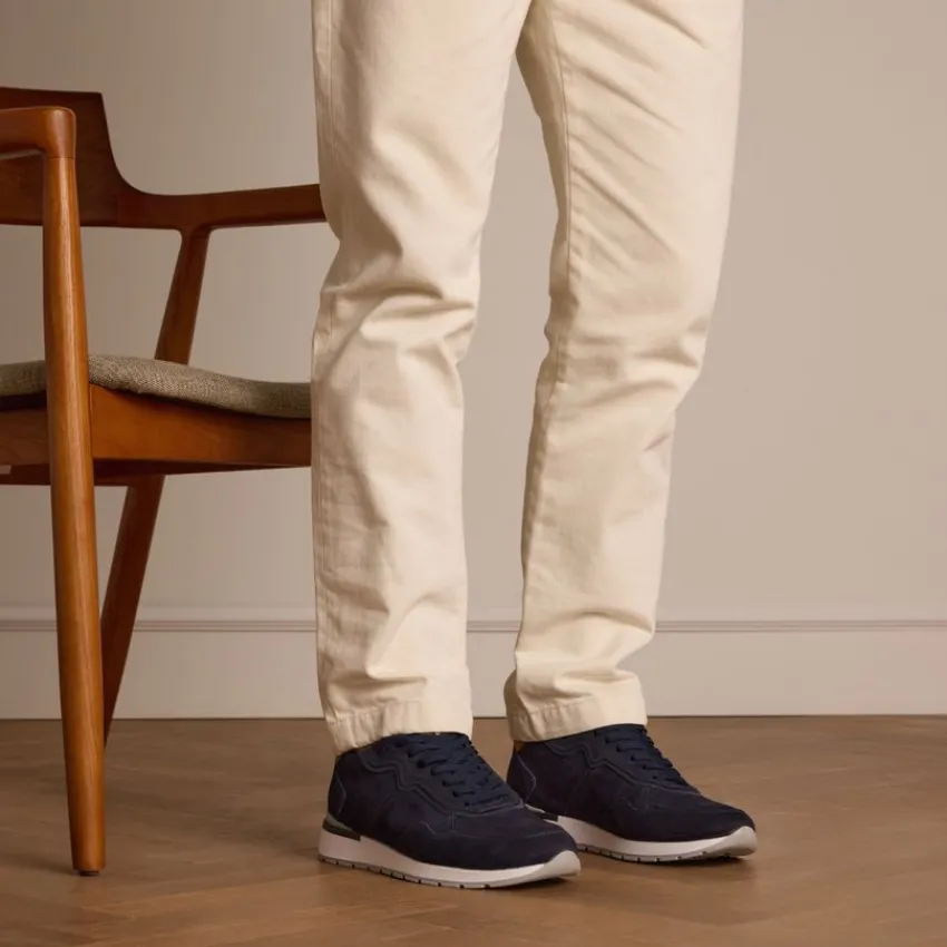 No Stress Navy nubuck sneakers^Heren Sneakers