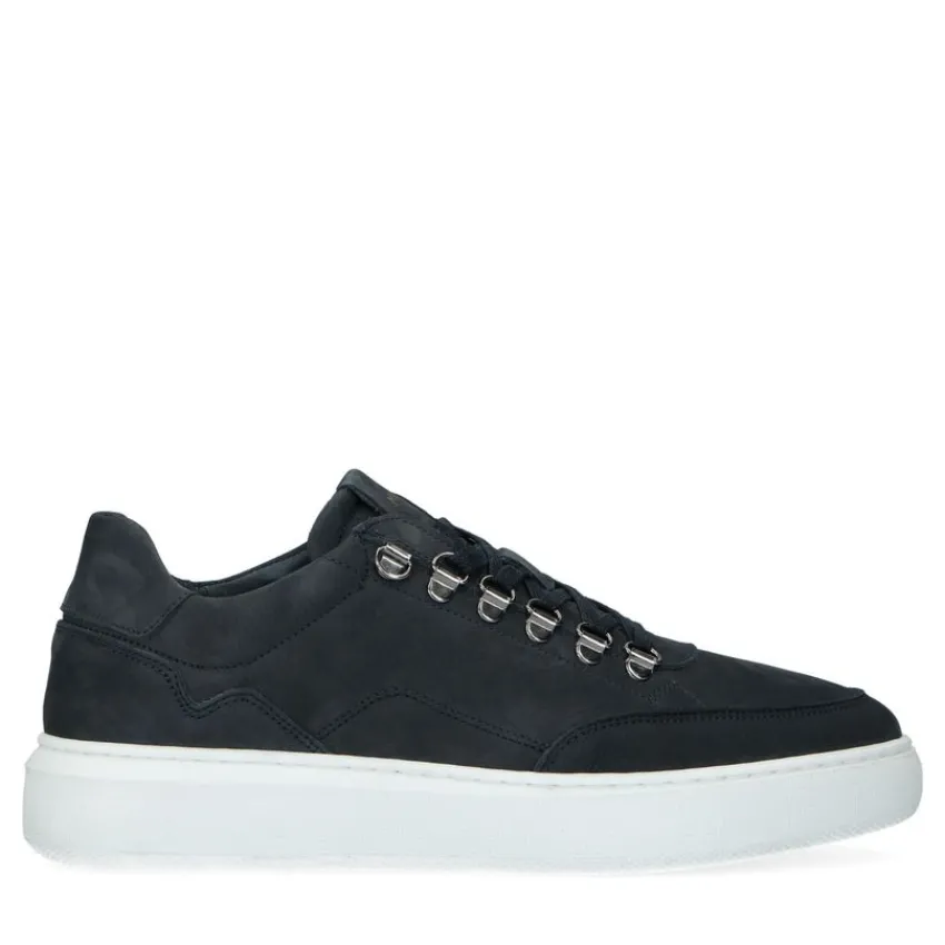 Manfield Navy nubuck sneakers^Heren Sneakers