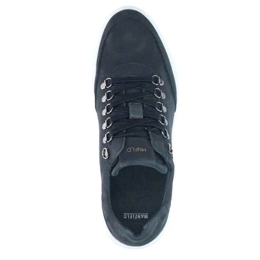 Manfield Navy nubuck sneakers^Heren Sneakers