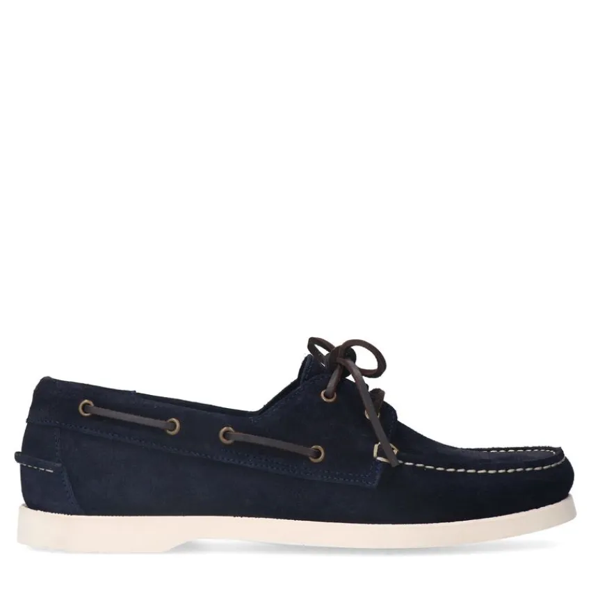 Manfield Navy suède bootschoenen^Heren Veterschoenen|Loafers