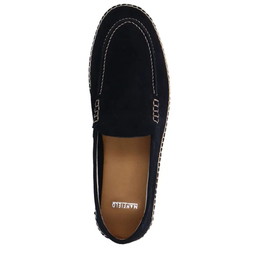 Manfield Navy suède espadrilles^Heren Loafers