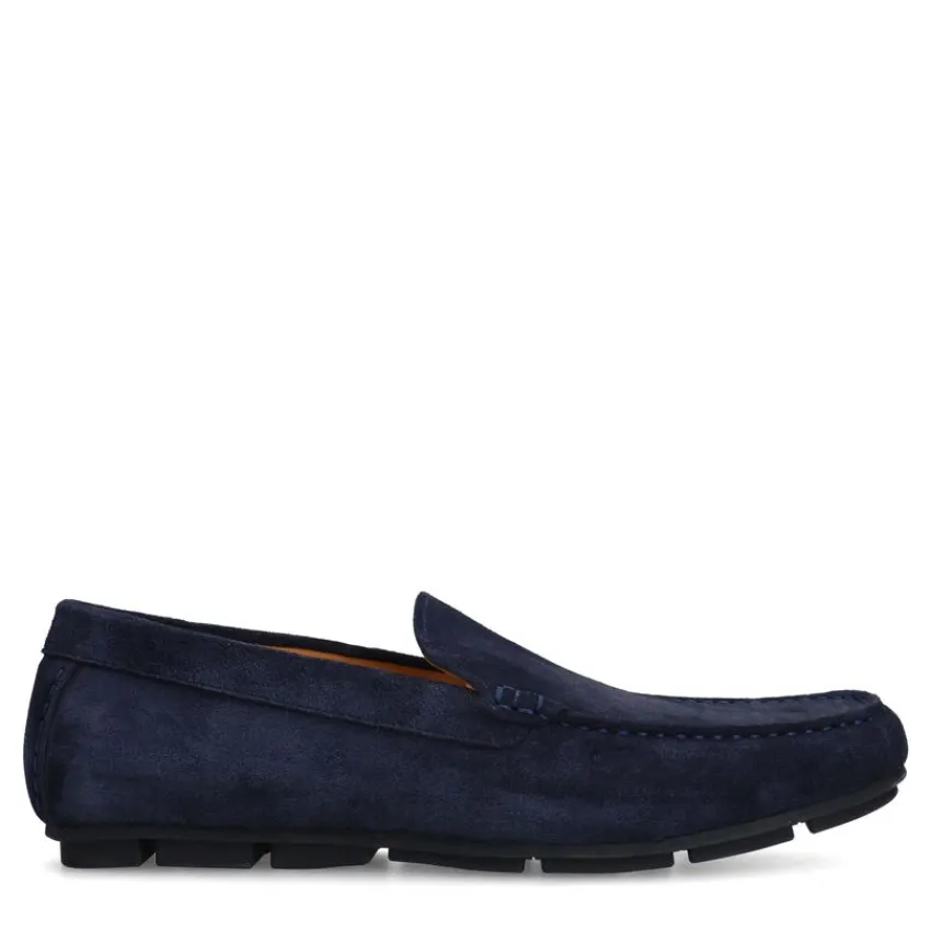 Manfield Navy suède loafer^Heren Loafers