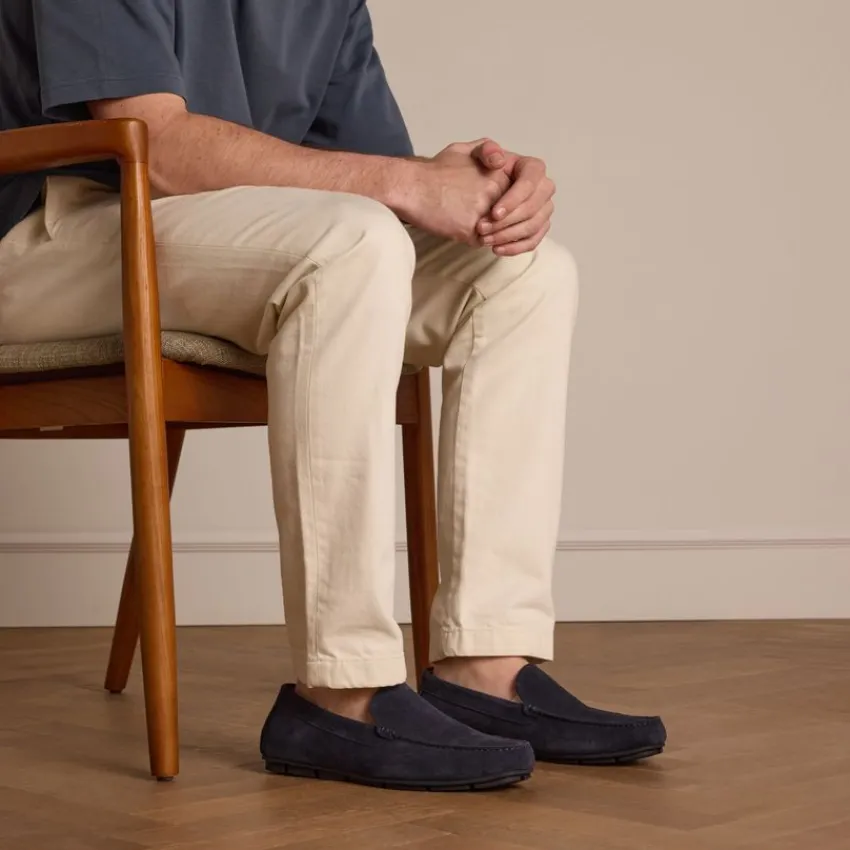 Manfield Navy suède loafer^Heren Loafers