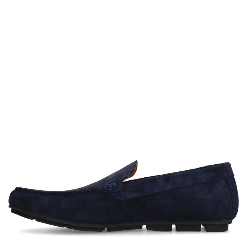 Manfield Navy suède loafer^Heren Loafers