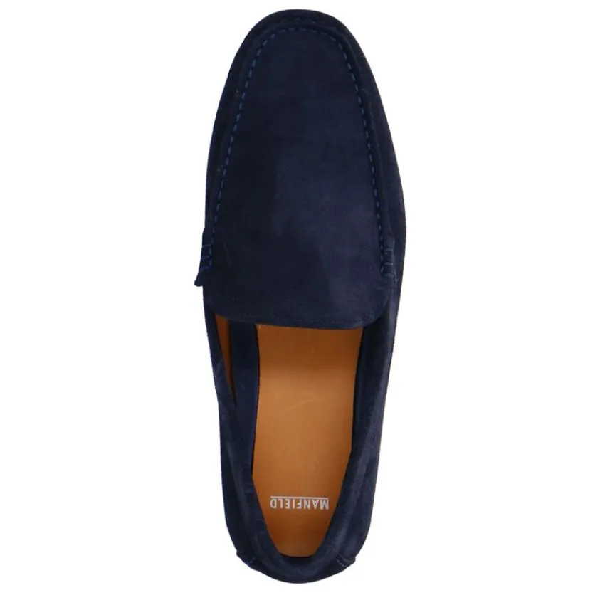 Manfield Navy suède loafer^Heren Loafers