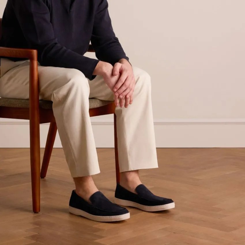 Manfield Navy suède loafers^Heren Loafers