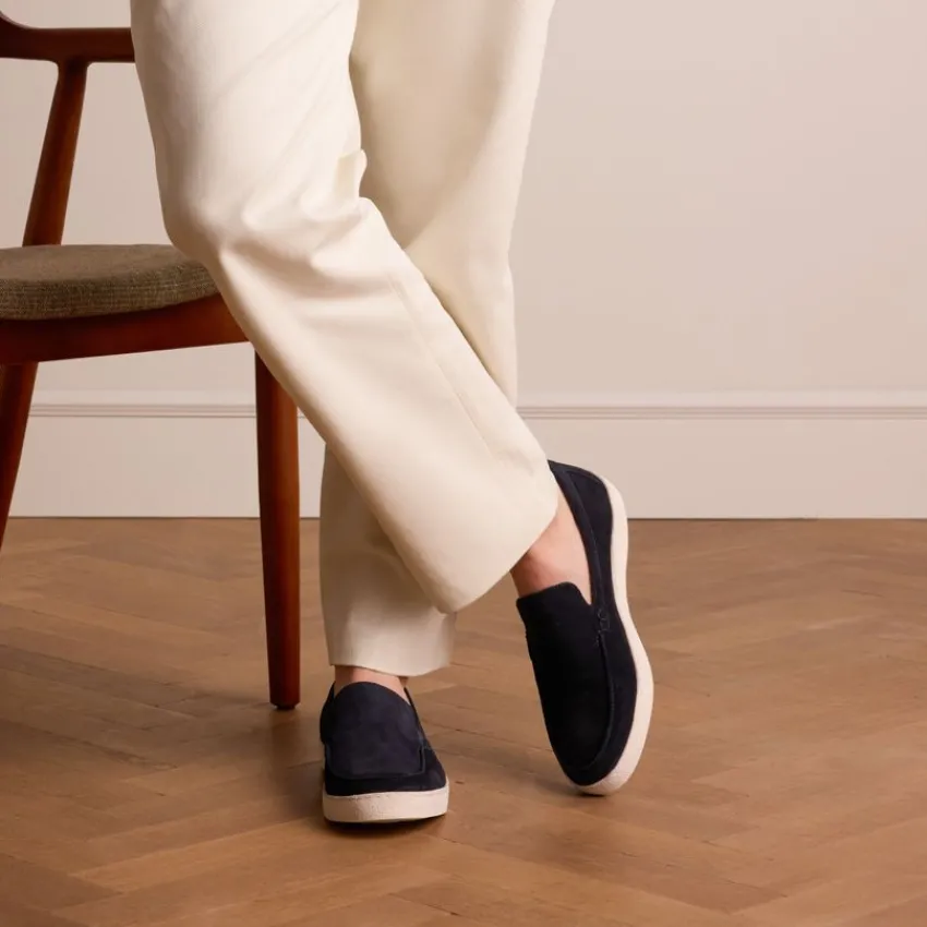 Manfield Navy suède loafers^Heren Loafers