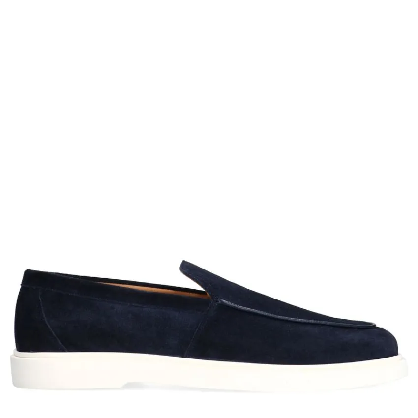 Manfield Navy suède loafers^Heren Loafers