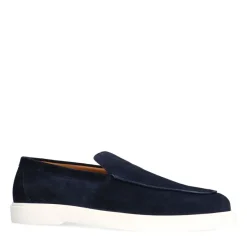 Manfield Navy suède loafers^Heren Loafers