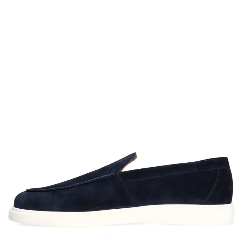 Manfield Navy suède loafers^Heren Loafers