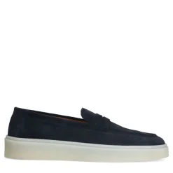 Manfield Navy suède loafers^Heren Loafers