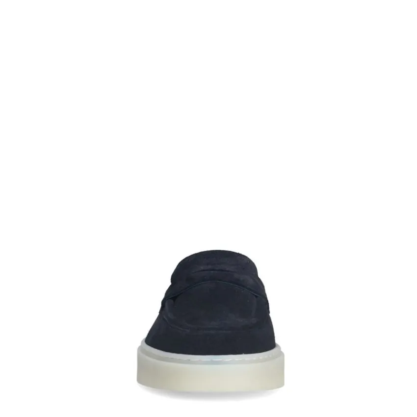 Manfield Navy suède loafers^Heren Loafers