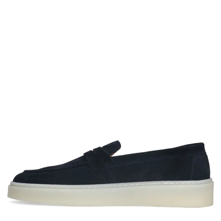Manfield Navy suède loafers^Heren Loafers