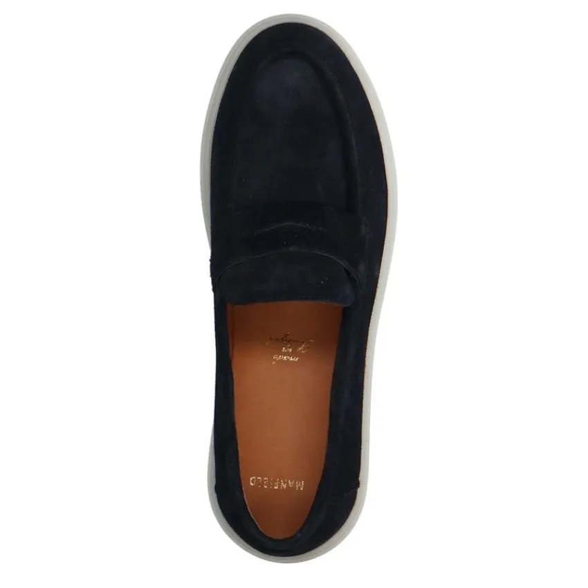 Manfield Navy suède loafers^Heren Loafers