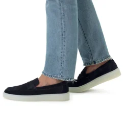 Manfield Navy suède loafers^Heren Loafers