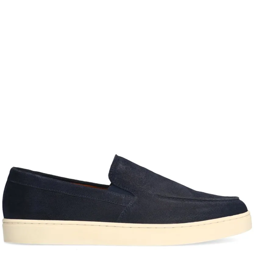 Manfield Navy suède loafers^Heren Loafers
