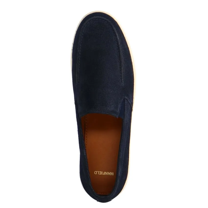 Manfield Navy suède loafers^Heren Loafers