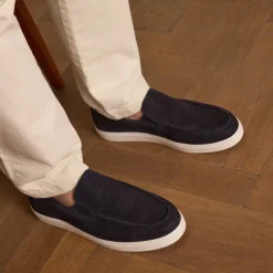 Manfield Navy suède loafers^Heren Loafers