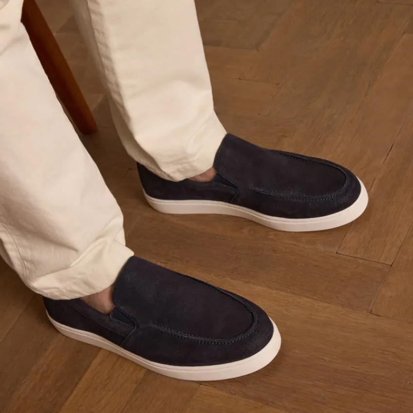 Manfield Navy suède loafers^Heren Loafers
