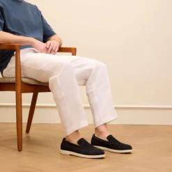 Manfield Navy suède loafers^Heren Loafers