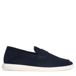 Manfield Navy suède loafers^Heren Loafers