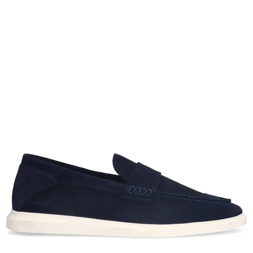 Manfield Navy suède loafers^Heren Loafers