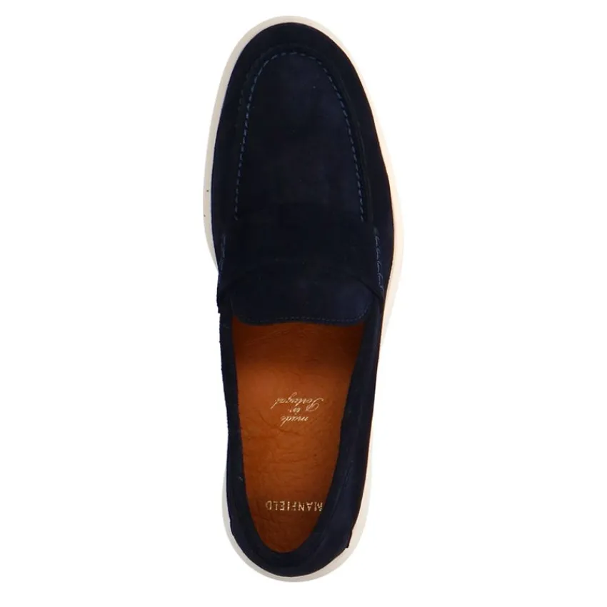 Manfield Navy suède loafers^Heren Loafers