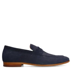 Manfield Navy suède loafers^Heren Loafers