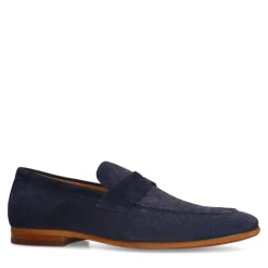 Manfield Navy suède loafers^Heren Loafers